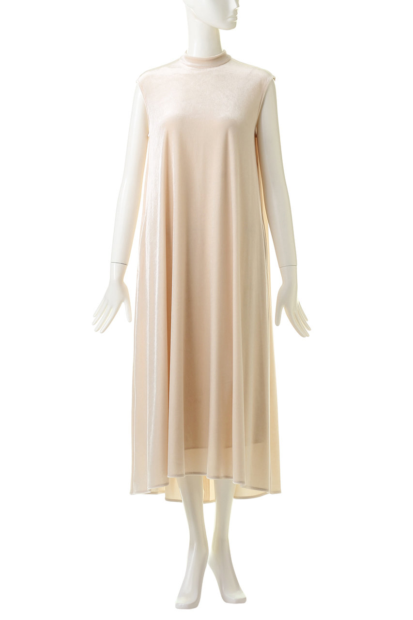 Allureville アルアバイル トリアセベロアフレアーワンピース ベージュ の通販 Elleshop エル ショップ