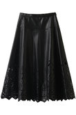 【LOULOU WILLOUGHBY】フェイクレザーパンチングスカート