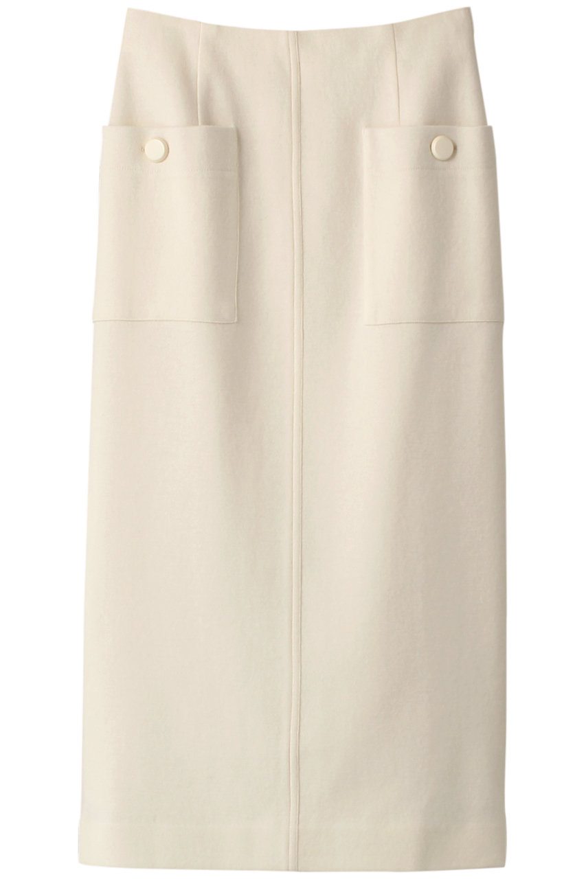 ＜ELLE SHOP＞ allureville カラーメルトン釦付キタイトスカート (オフホワイト 1) アルアバイル ELLE SHOP