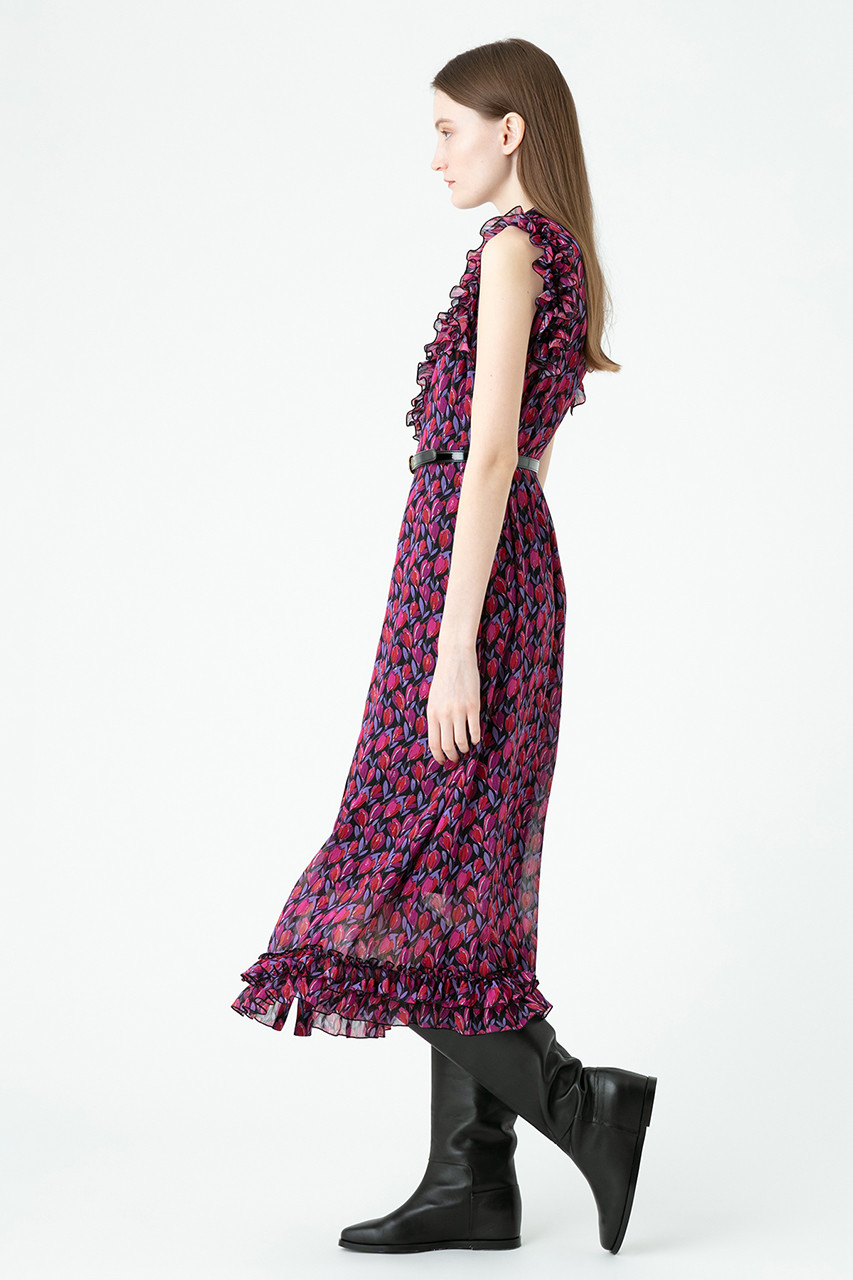 Allureville アルアバイル Loulou Willoughby リーフプリントフリルワンピース ピンク の通販 Elleshop エル ショップ