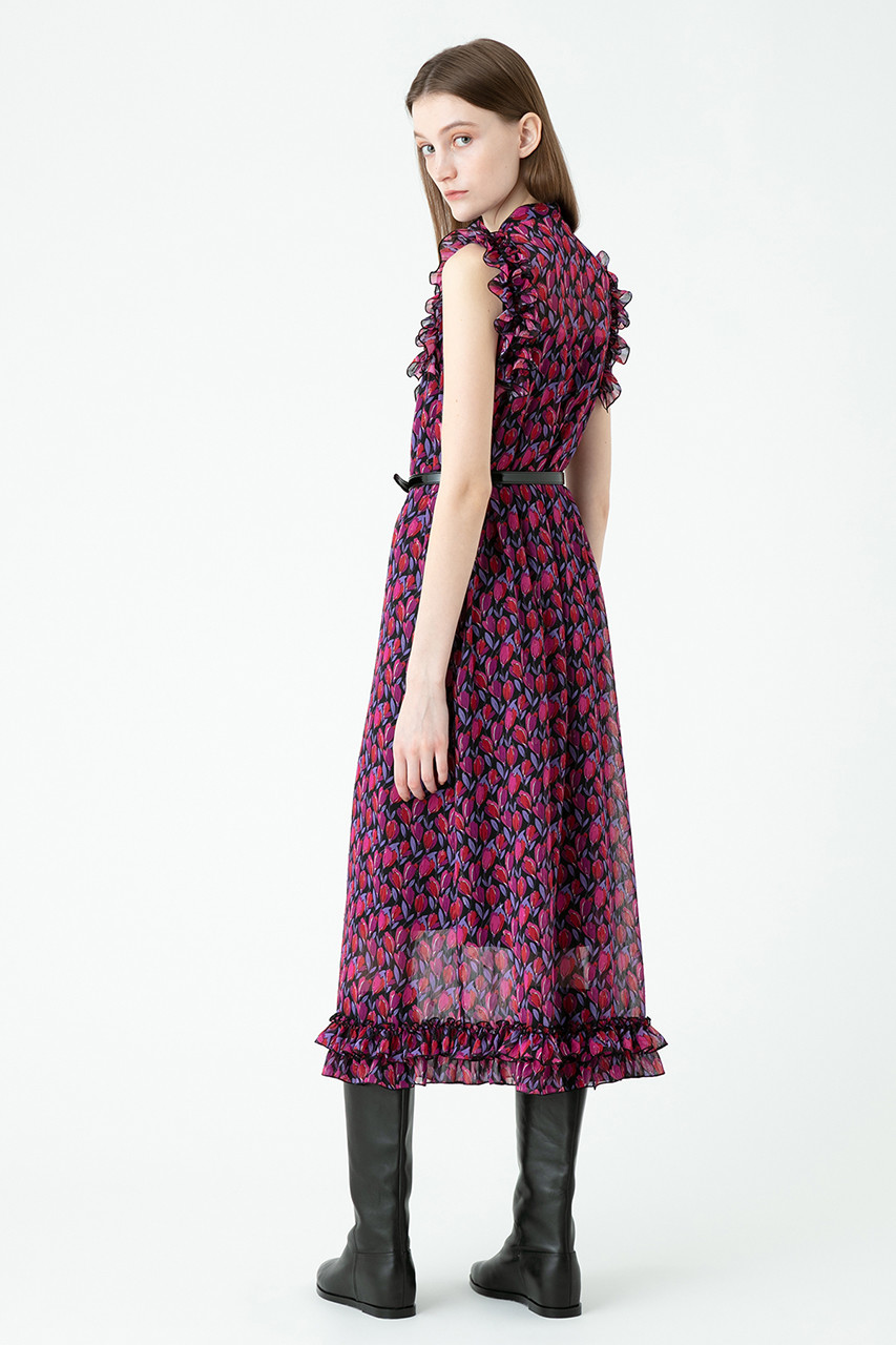 Allureville アルアバイル Loulou Willoughby リーフプリントフリルワンピース ピンク の通販 Elleshop エル ショップ