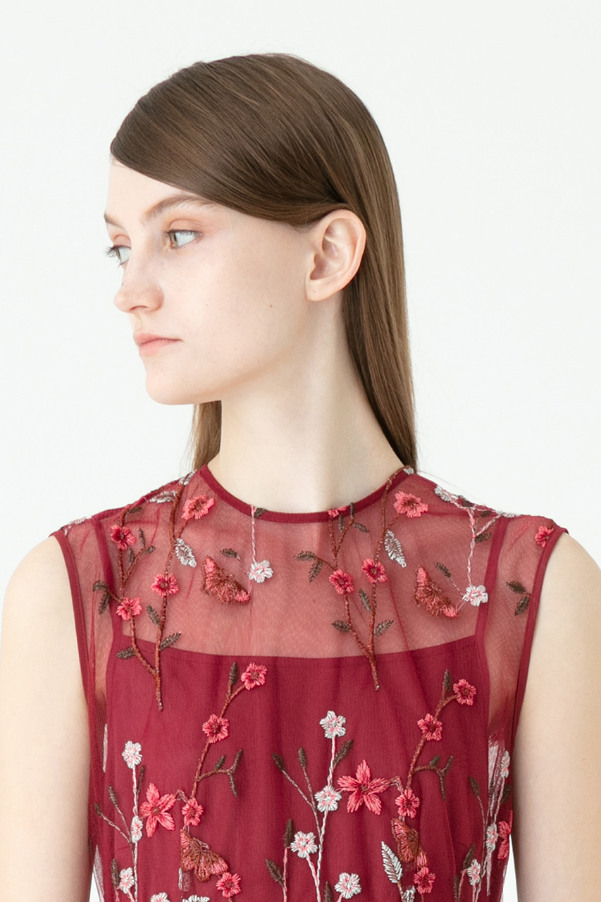 Allureville アルアバイル Loulou Willoughby チュール刺繍ロングワンピース レッド の通販 Elleshop エル ショップ