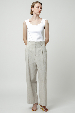 ヘビーリネンタックワイドパンツ