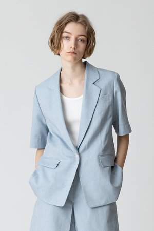 アルアバイル/allurevilleのリネン混シャークスキンハーフスリーブジャケット(110800/110801)