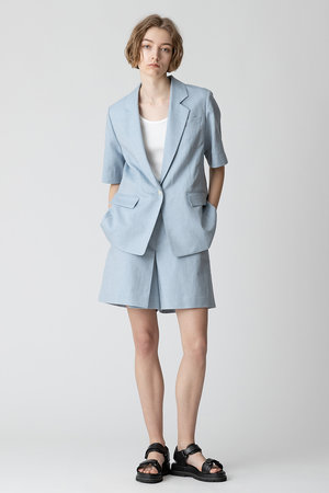 アルアバイル/allurevilleのリネン混シャークスキンショートパンツ(110600/110603)