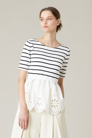 アルアバイル/allurevilleの【Loulou Willoughby】アイレットレースペプラムプルオーバー(110300/110301)