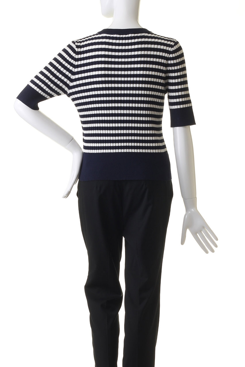 ◇ 【LOULOU WILLOUGHBY】バイカラーキーネック5分袖