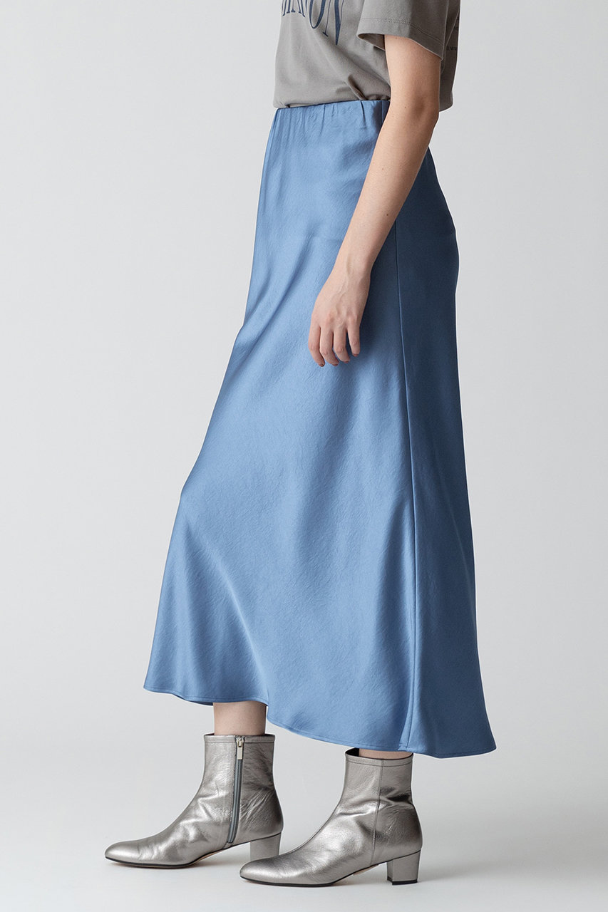 allureville(アルアバイル)｜サテンバイヤスナロースカート/ブルー の