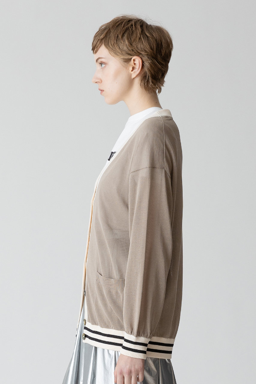アルアバイル 2024aw シアーコイルラインV カーディガン　ベージュ ◇ ポケットクルーカーディガン|allureville OFFICIAL SITE