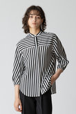 ワイドストライプスタンドブラウス