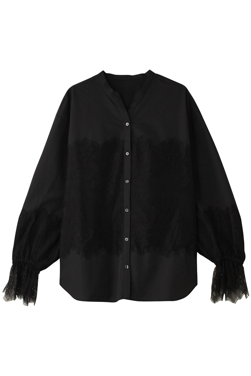 allureville レーシードッキングシャツ (ブラック, 2) アルアバイル ELLE SHOP