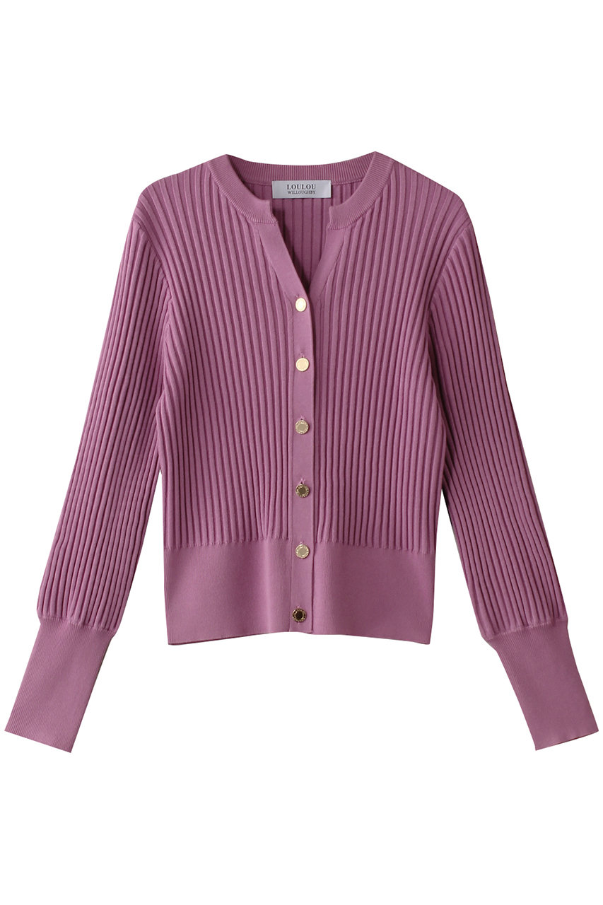 allureville 【Loulou Willoughby】キーネックリブカーディガン (ピンク, 2) アルアバイル ELLE SHOP