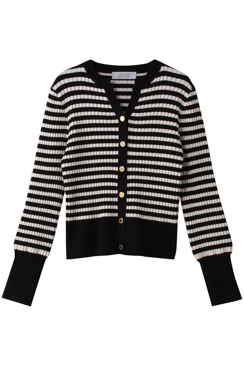 ルルウィルビー　キーネックリブカーディガン　ブラック　アルアバイル allureville(アルアバイル)｜【Loulou Willoughby】キーネックリブ