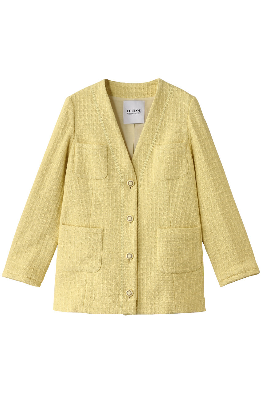 allureville 【Loulou Willoughby】スラブツイードロングジャケット (イエロー, 1) アルアバイル ELLE SHOP allureville 【Loulou Willoughby】スラブツイードロングジャケット (イエロー, 1) アルアバイル ELLE SHOP