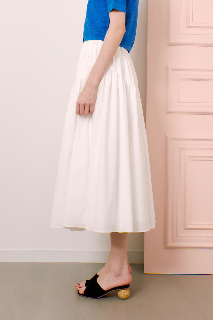 ルルウィルビー✨新品未使用 タフタタックフレアスカート ホワイト系 サイズ1 trim_ofalv_item739b5c3c9a3711e