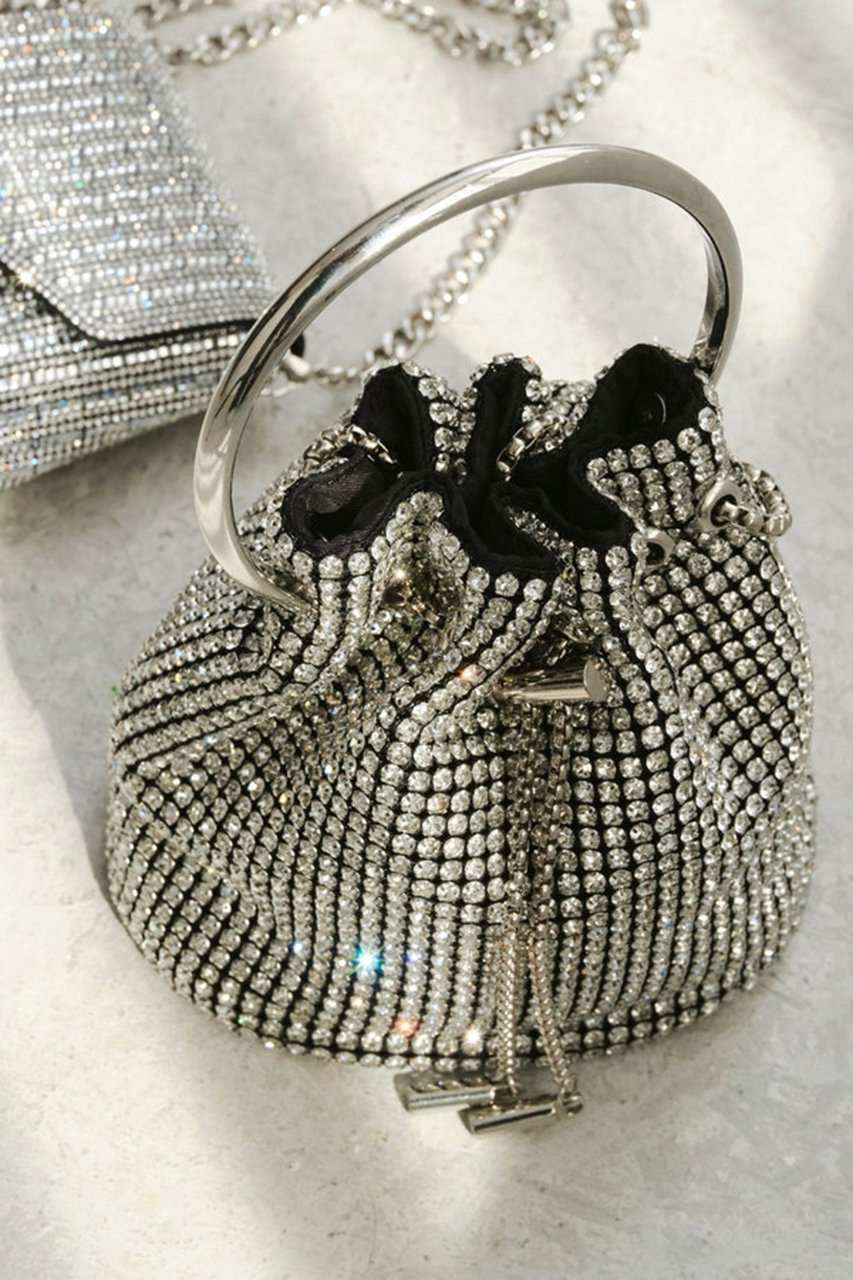 【美品】LOULOU WILLOUGHBY シルバーラメ アンサンブル ビジュー ◇【LOULOU WILLOUGHBY】ビジュー巾着ショルダー|allureville OFFICIAL