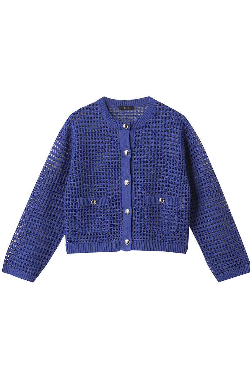 【新品・未使用】アルアバイル　フィッシュネットニットジャケット allureville(アルアバイル)｜フィッシュネットニットジャケット/ブルー