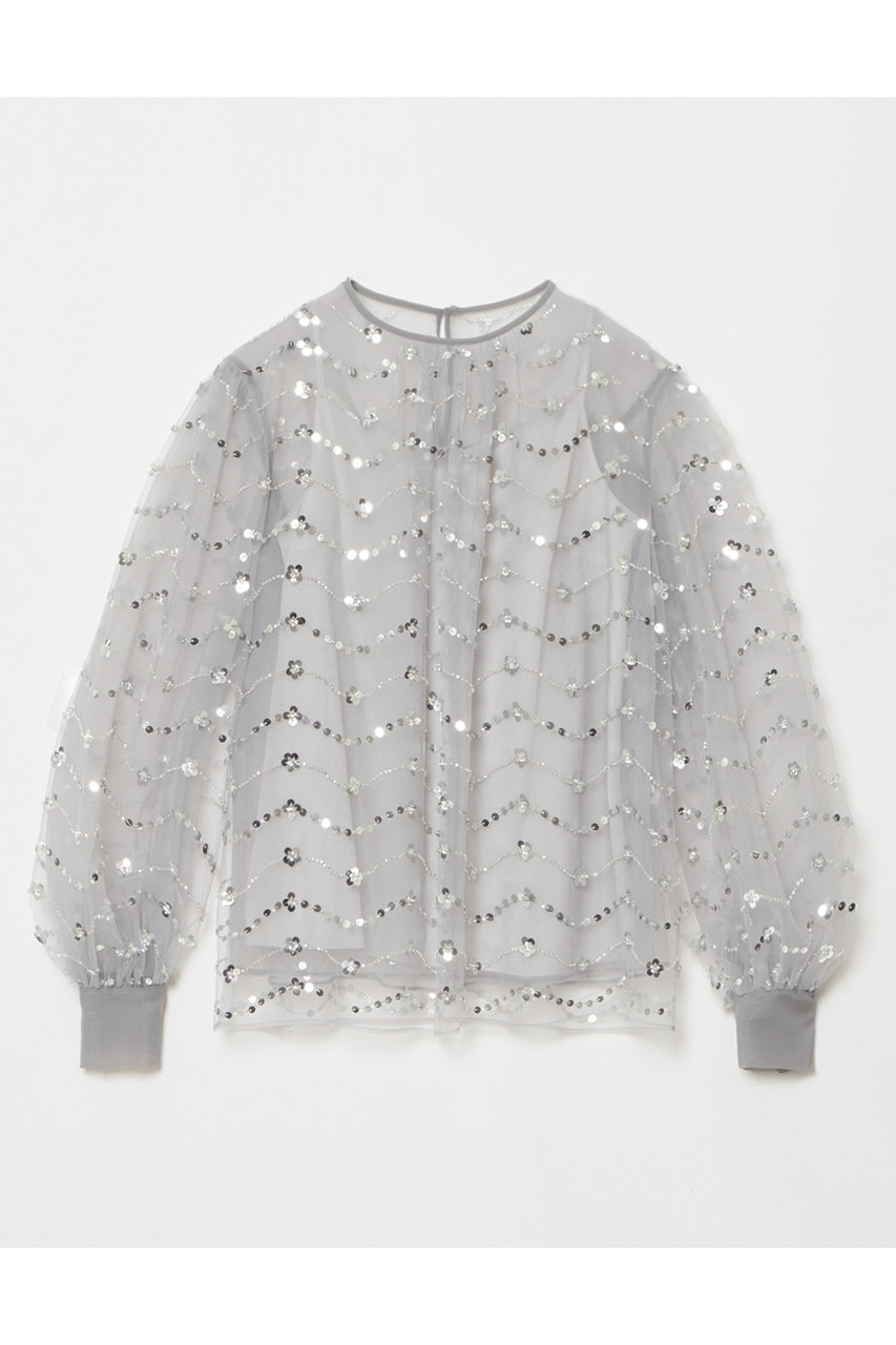 allureville 【LOULOU WILLOUGHBY】スパンコールビジューブラウス (シルバー, 2) アルアバイル ELLE SHOP allureville 【LOULOU WILLOUGHBY】スパンコールビジューブラウス (シルバー, 2) アルアバイル ELLE SHOP
