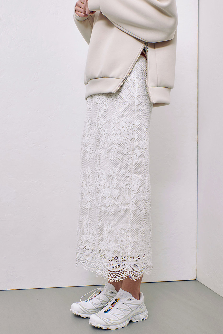 allureville(アルアバイル)｜メッシュレーススカート/オフホワイト の