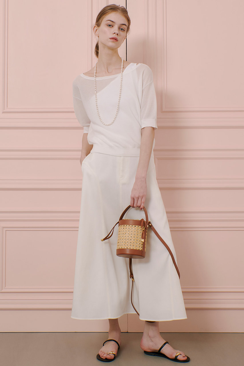 LOULOU STUDIO HALESTRIPESIVORYBLAC 関税送料込 LOULOU WILLOUGHBY】レーシーチュールスカート|allureville
