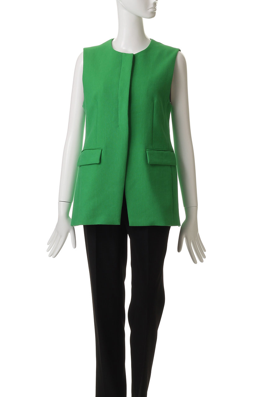 allureville(アルアバイル)｜リネン混ジレ/グリーン の通販｜ELLESHOP