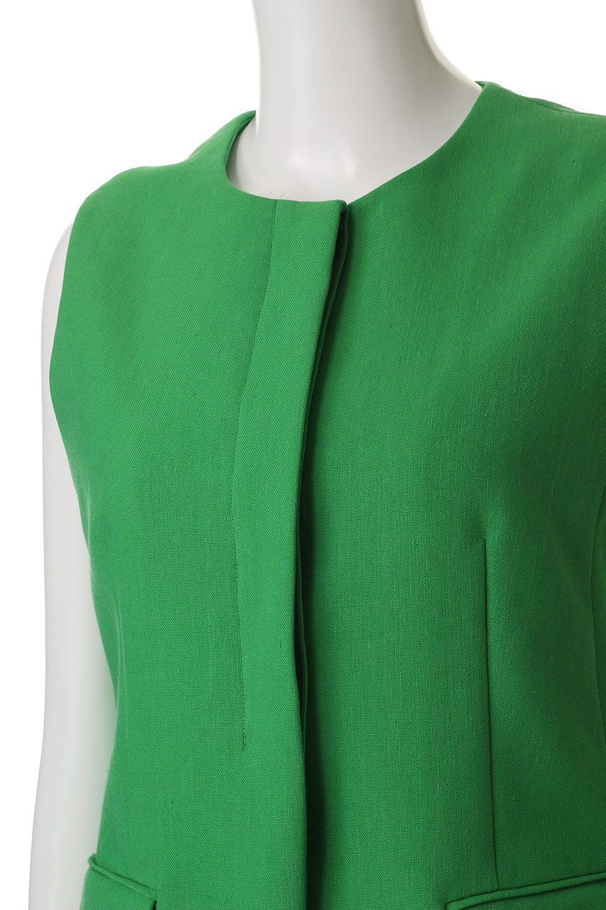 allureville(アルアバイル)｜リネン混ジレ/グリーン の通販｜ELLESHOP