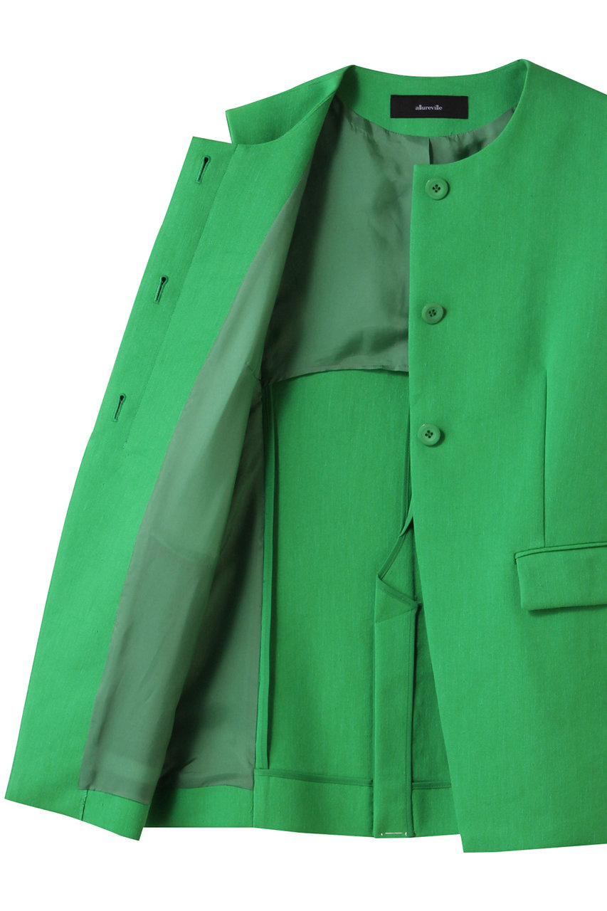 allureville(アルアバイル)｜リネン混ジレ/グリーン の通販｜ELLESHOP