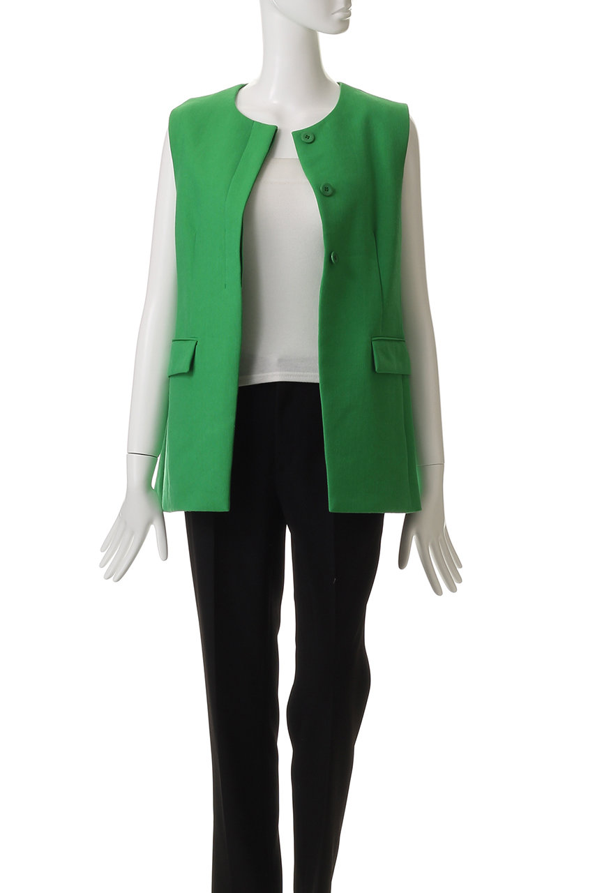 allureville(アルアバイル)｜リネン混ジレ/グリーン の通販｜ELLESHOP