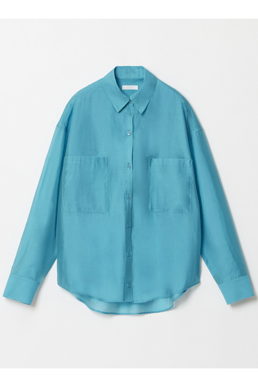 allureville ナチュラルオーガンジーシャツブラウス (ブルー, 2) アルアバイル ELLE SHOP allureville ナチュラルオーガンジーシャツブラウス (ブルー, 2) アルアバイル ELLE SHOP