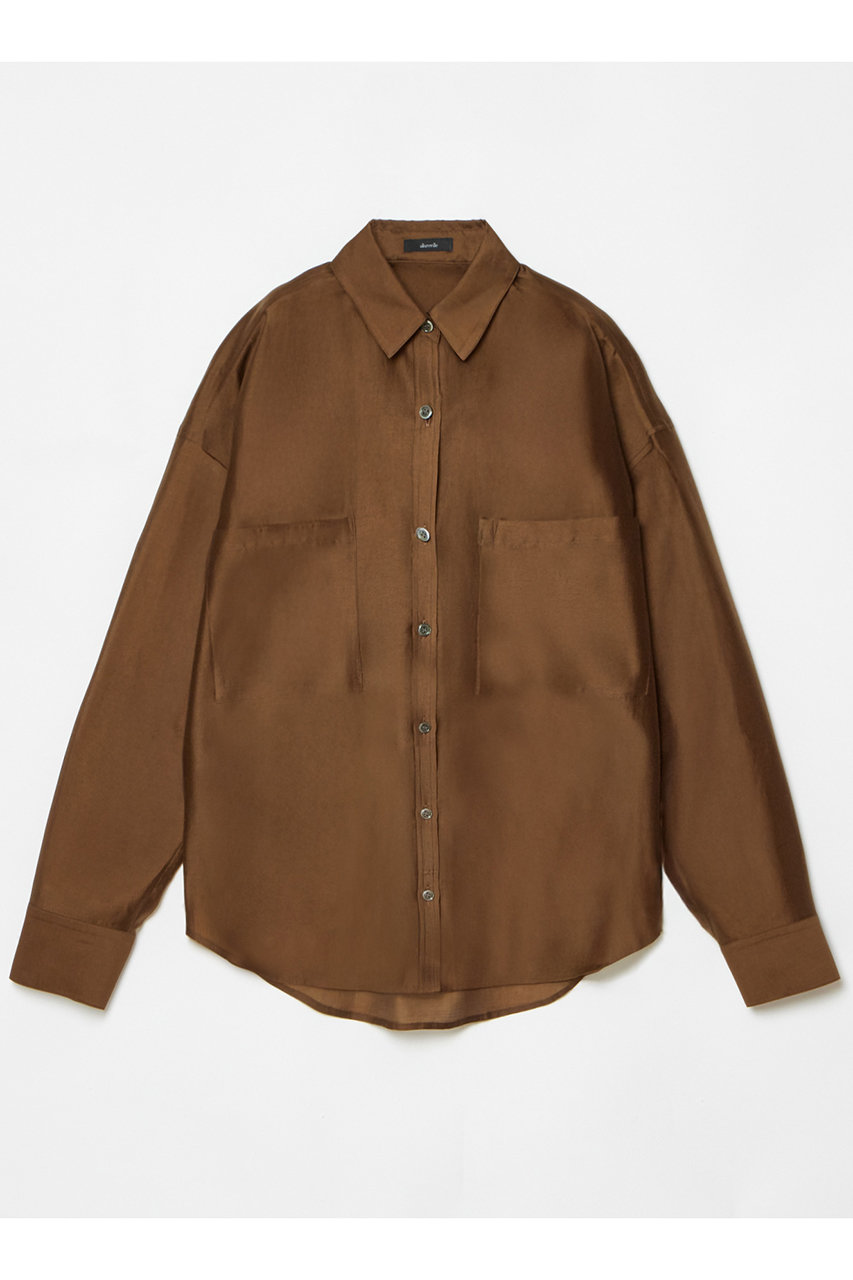 allureville ナチュラルオーガンジーシャツブラウス (ブラウン, 2) アルアバイル ELLE SHOP allureville ナチュラルオーガンジーシャツブラウス (ブラウン, 2) アルアバイル ELLE SHOP