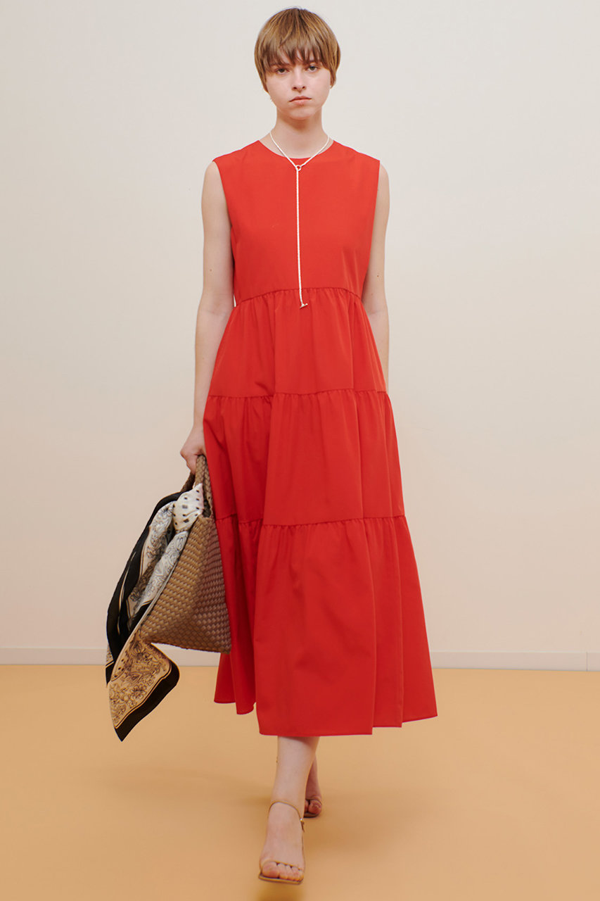 【allureville】アルアバイル 赤 長袖ワンピース Sサイズ ウエストマークコクーンニットワンピース （ロング・マキシ丈