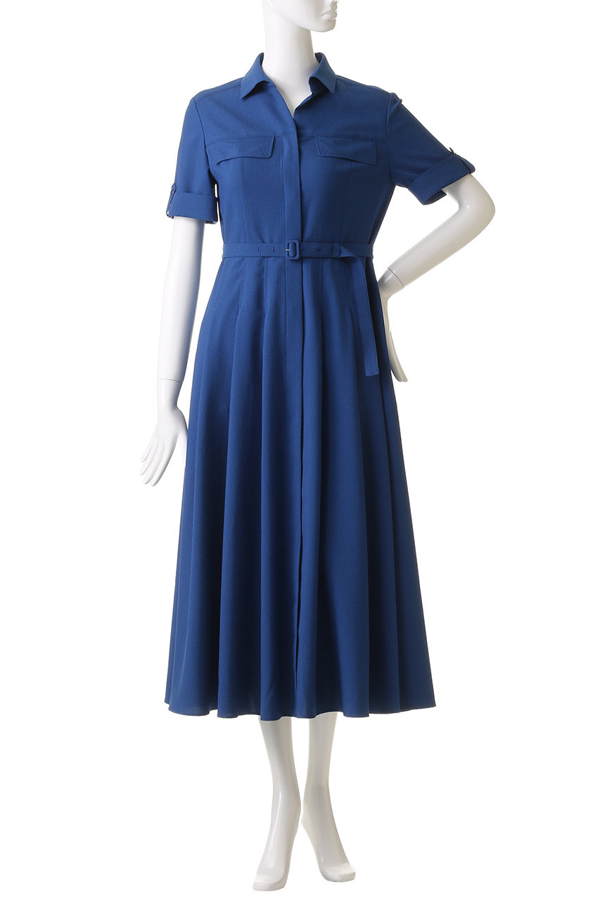 allureville 半袖ワンピース　青 サッカースキッパーターンバックワンピース（ワンピース