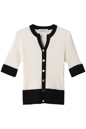 アルアバイル/allurevilleの【Loulou Willoughby】バイカラーキーネック5分袖CD A(110300/110303)