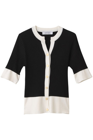 アルアバイル/allurevilleの【Loulou Willoughby】バイカラーキーネック5分袖CD A(110300/110303)