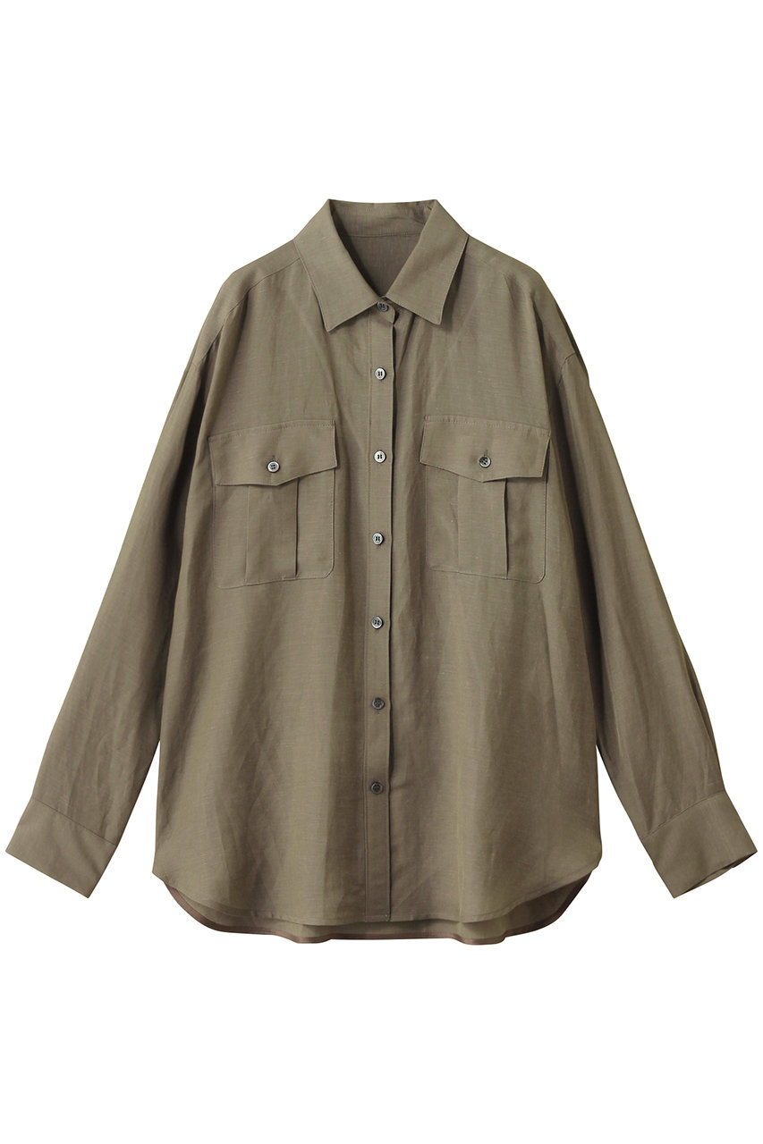 allureville シアーリネンサファリシャツ (カーキ, 2) アルアバイル ELLE SHOP allureville シアーリネンサファリシャツ (カーキ, 2) アルアバイル ELLE SHOP