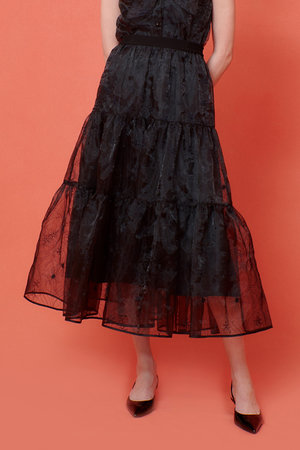 アルアバイル/allurevilleの【Loulou Willoughby】オーガンジーフラワー刺繍スカート(110700/110702)