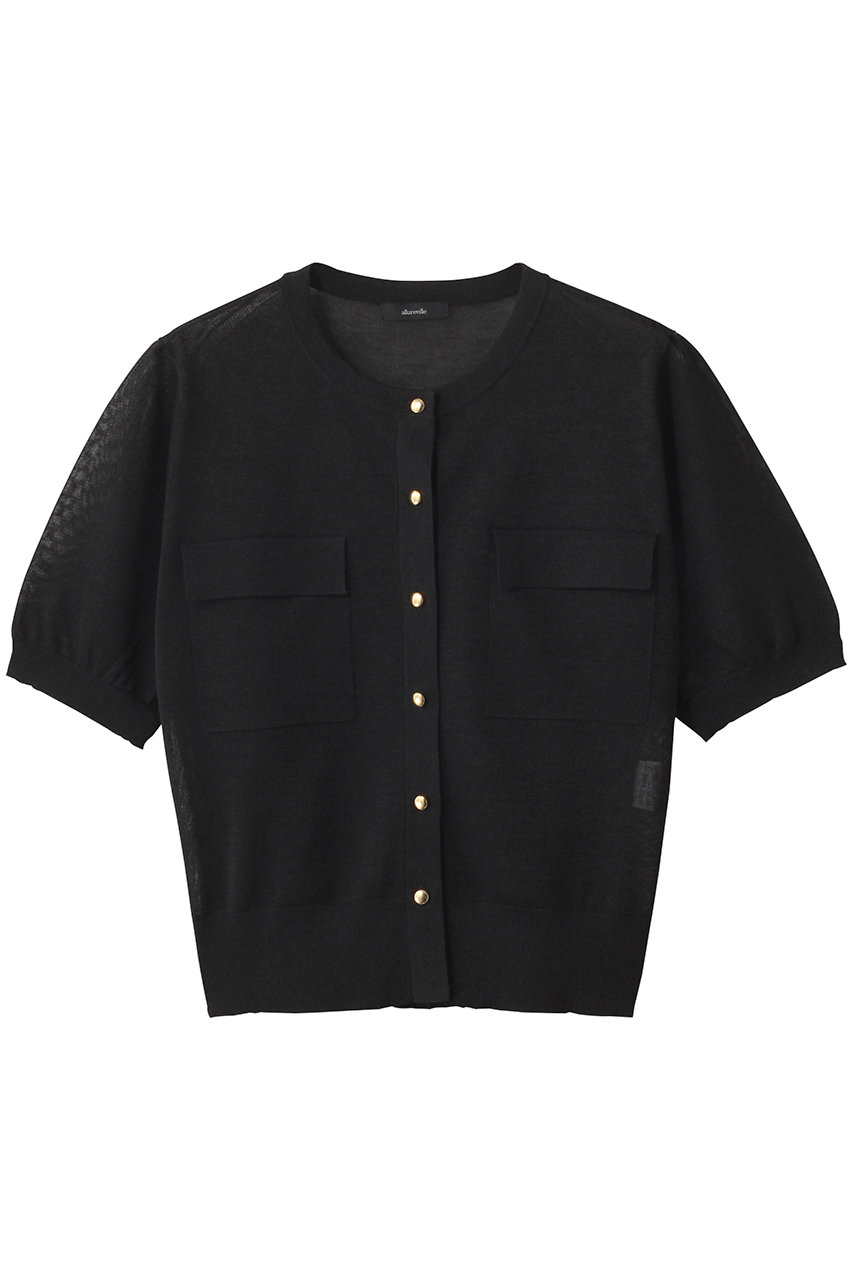 アルアバイル/allurevilleのスパークシアー半袖カーディガン(ブラック/20252016030-95-020)