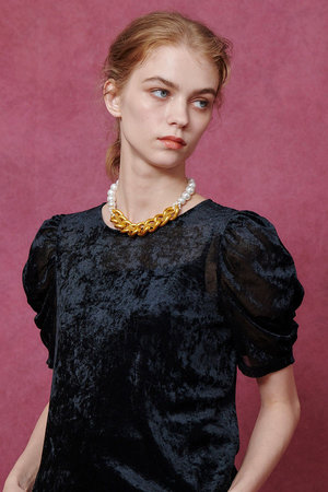 アルアバイル/allurevilleの【Loulou Willoughby】ベロア半袖プルオーバー(110100/110102)