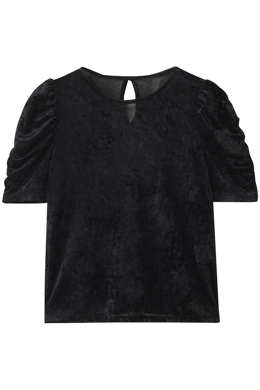 allureville 【Loulou Willoughby】ベロア半袖プルオーバー (ブラック, 2) アルアバイル ELLE SHOP