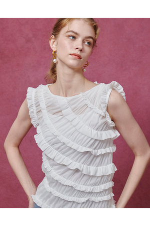 アルアバイル/allurevilleの【Loulou Willoughby】オーガンジートリコットギャザープルオーバー(110100/110102)