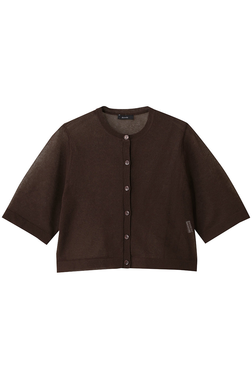 allureville ハーフスリーブシアークルーカーディガン (ブラウン, 2) アルアバイル ELLE SHOP allureville ハーフスリーブシアークルーカーディガン (ブラウン, 2) アルアバイル ELLE SHOP