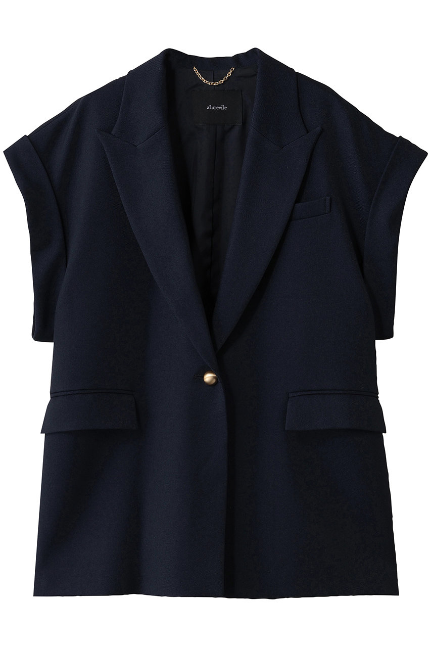 アルアバイル/allurevilleのウールライクポリツイルジレジャケット(ネイビー/20252010130-92-020)