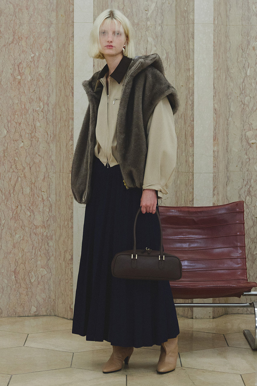 allureville(アルアバイル)｜フェイクミンクファーフーディーBO/ダーク