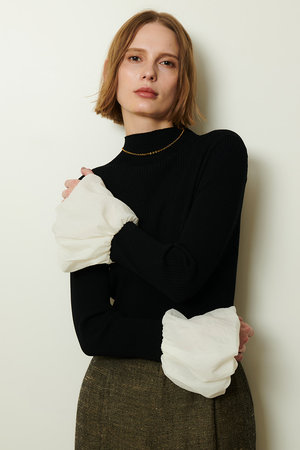 タフタバルーンスリーブコンビプルオーバー