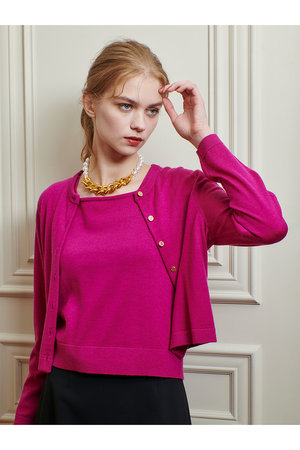 アルアバイル/allurevilleの【Loulou Willoughby】メリノウールカラーカーディガン(110300/110303)