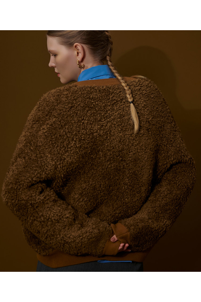 allureville(アルアバイル)｜ニットボアブルゾン/キャメル の通販