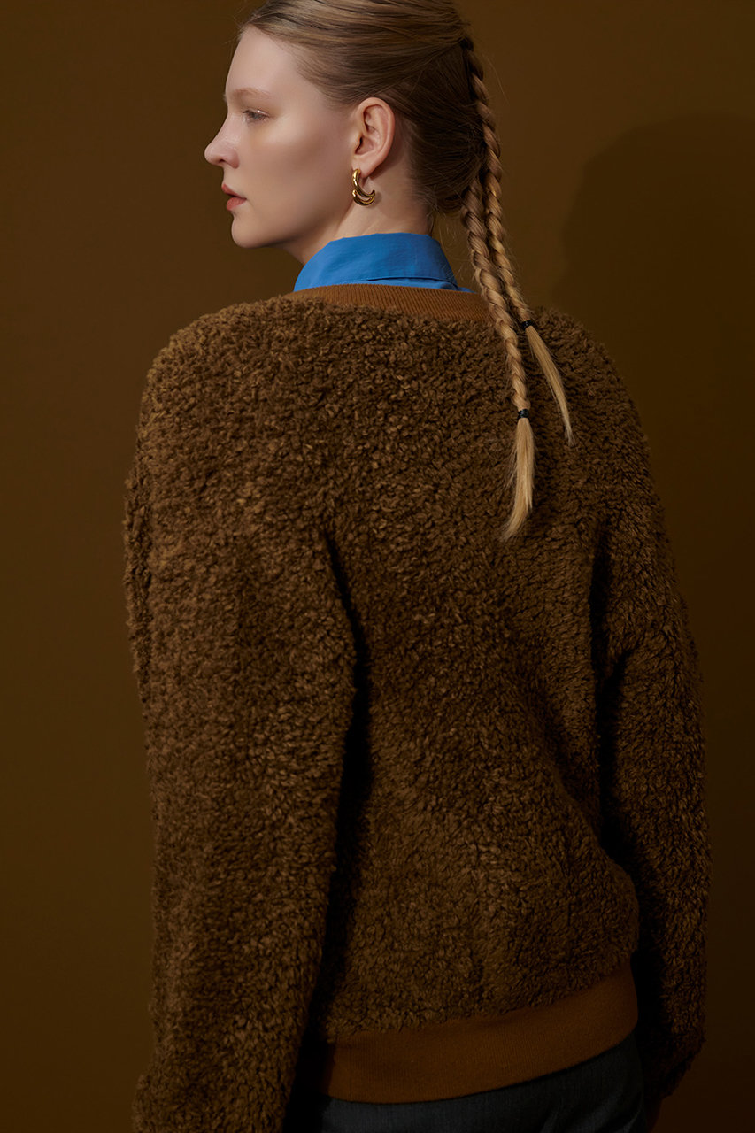 allureville(アルアバイル)｜ニットボアブルゾン/キャメル の通販