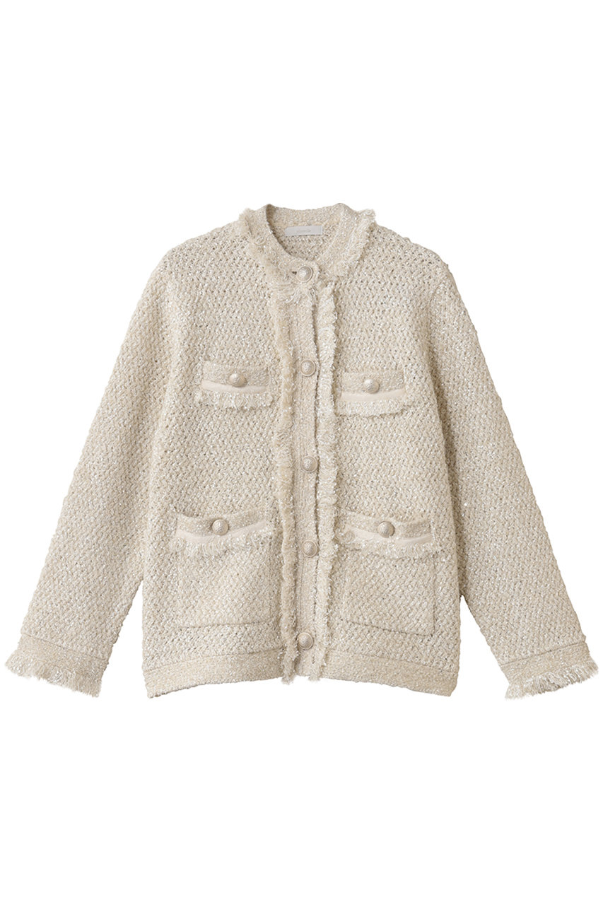 アルアバイル/allurevilleのスパンコールJQニットジャケット(アイボリー/20252016230-95-020)