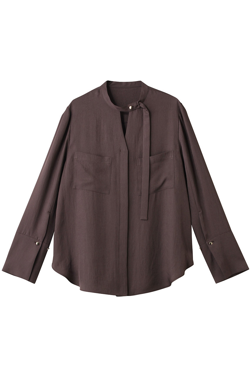 allureville ブライトツイルアシメボウブラウス (ブラウン, 2) アルアバイル ELLE SHOP allureville ブライトツイルアシメボウブラウス (ブラウン, 2) アルアバイル ELLE SHOP