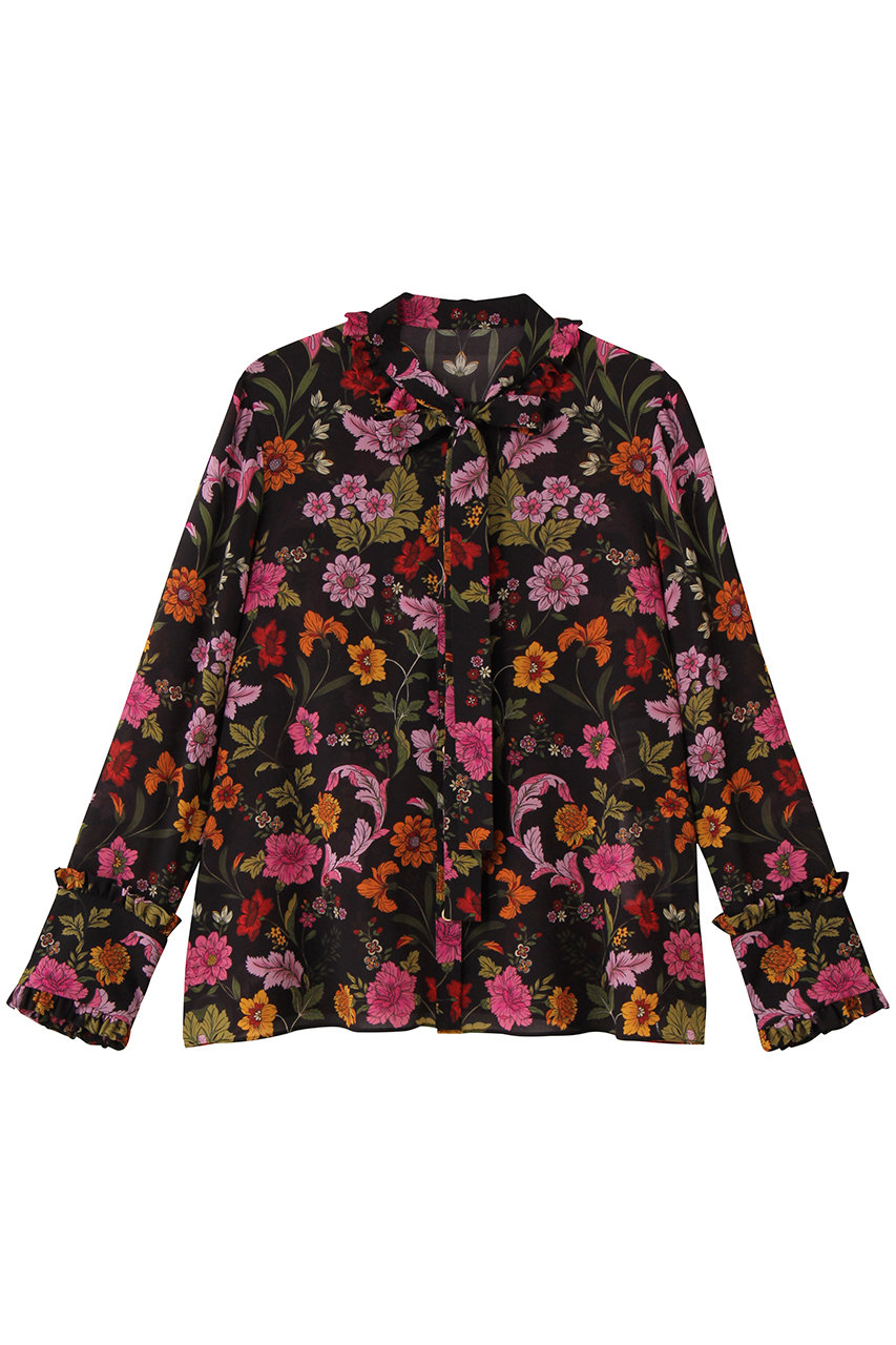 allureville 【Loulou Willoughby】シンメトリーフラワーリボンブラウス (ブラック系, 2) アルアバイル ELLE SHOP allureville 【Loulou Willoughby】シンメトリーフラワーリボンブラウス (ブラック系, 2) アルアバイル ELLE SHOP